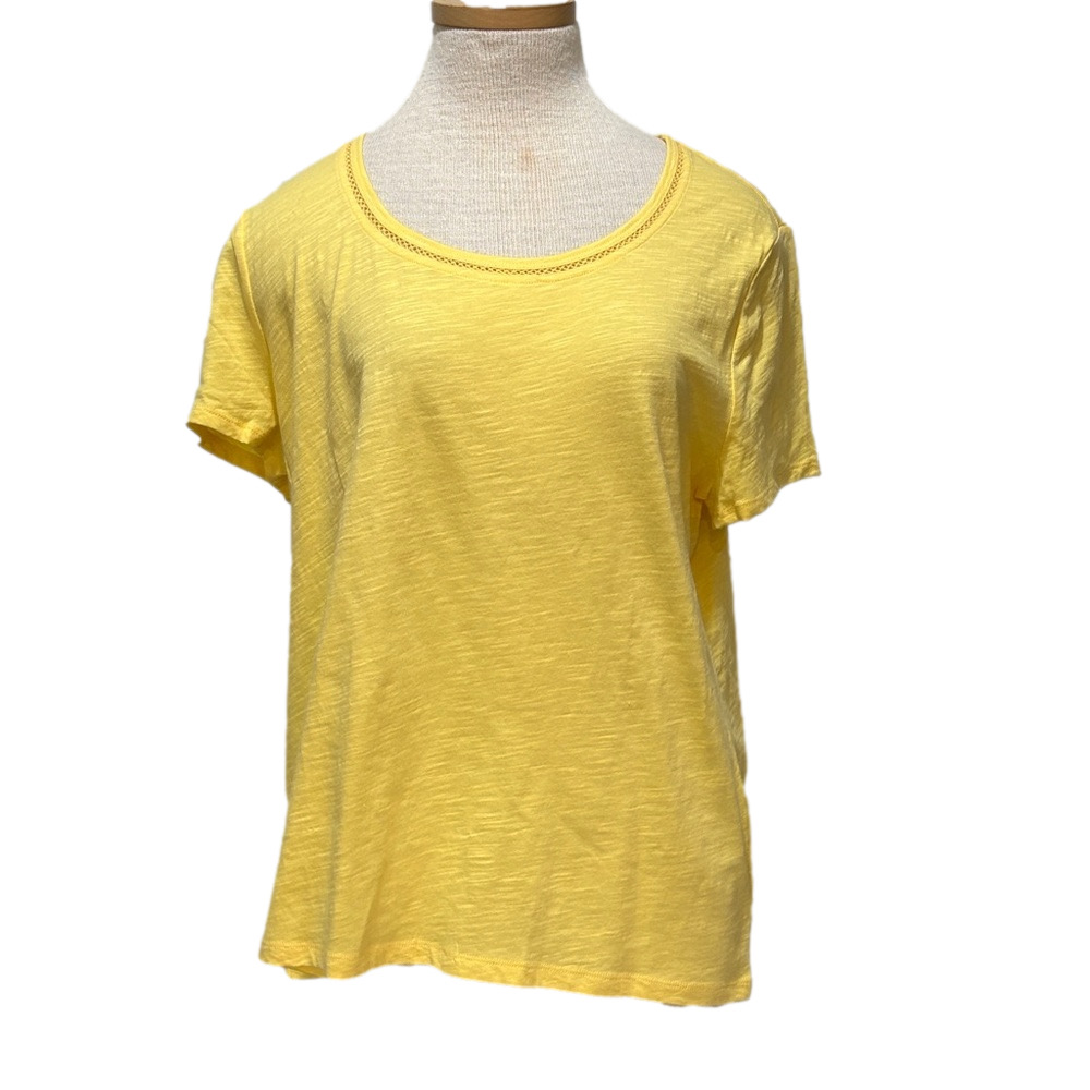 Talbots sz 1X yellow 100% cotton short sleeve top NWT